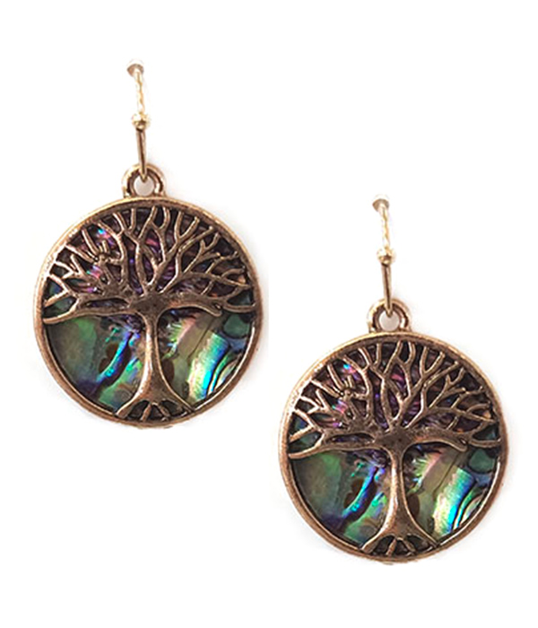 Abalone tree of life earring