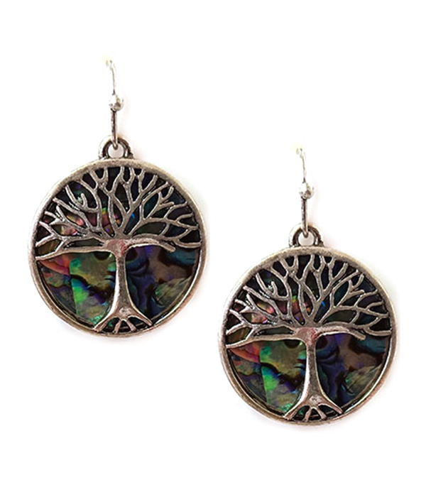 Abalone tree of life earring