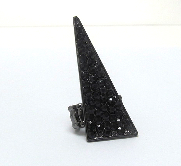 Crystal stud aztec inspired triangular stretch ring -western