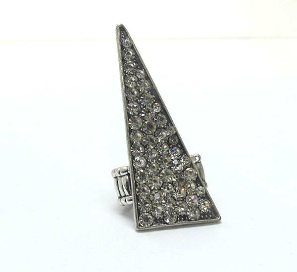 Crystal stud aztec inspired triangular stretch ring -western