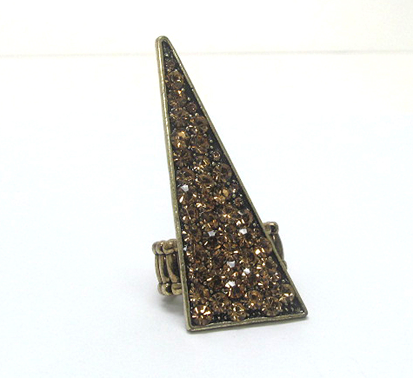 Crystal stud aztec inspired triangular stretch ring -western