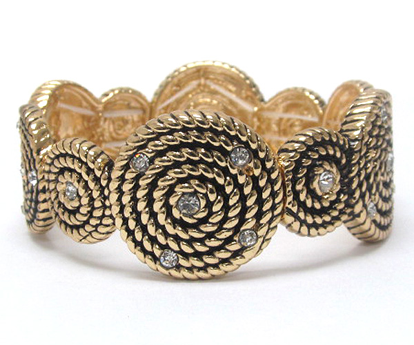 Crystal fashion round rope texture patern tailored desingn stretch bracelet