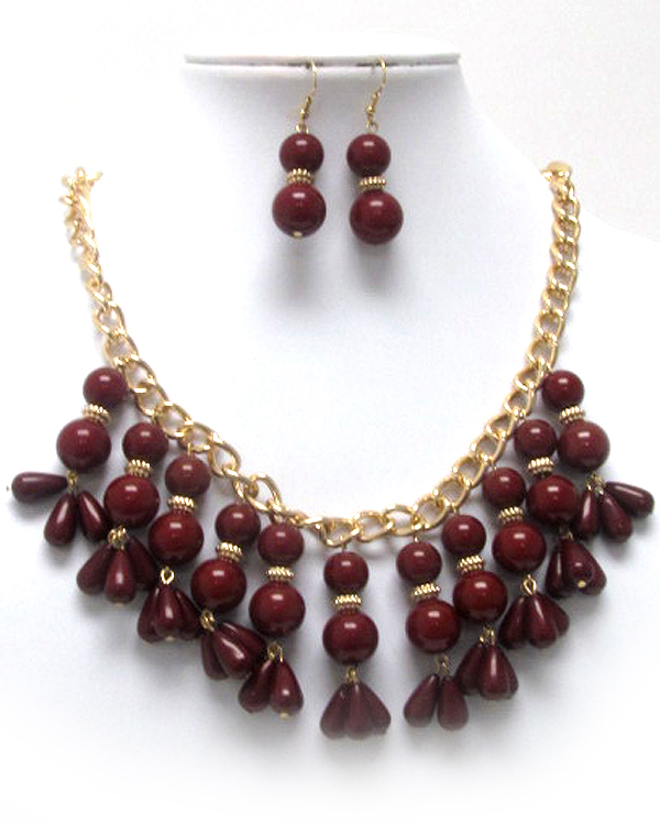 Designer style multi acryl bubble necklace earring set