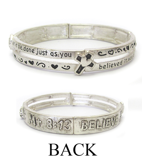 Religious inspiration message stretch bracelet - mt 8:13