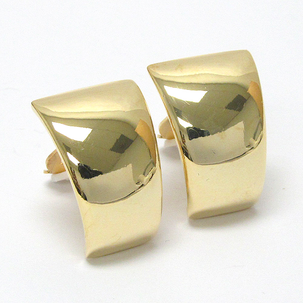 Polish curved metal clip on earring