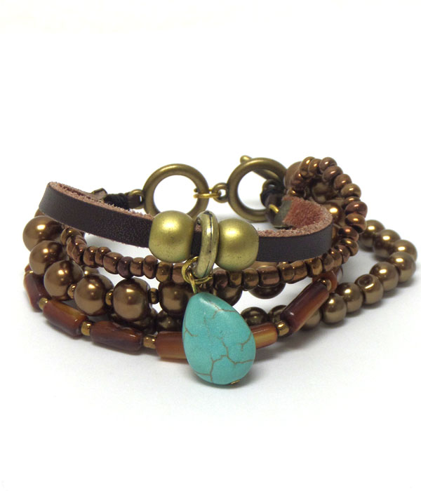 Seedbeads and stone layer bracelet