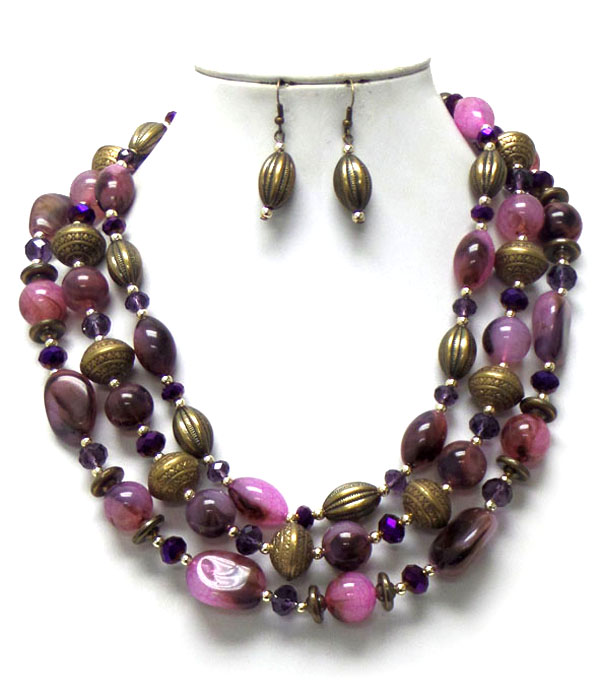 Three layer beads necklaces et