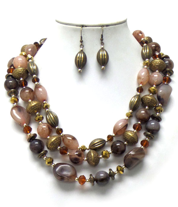 Three layer beads necklaces et
