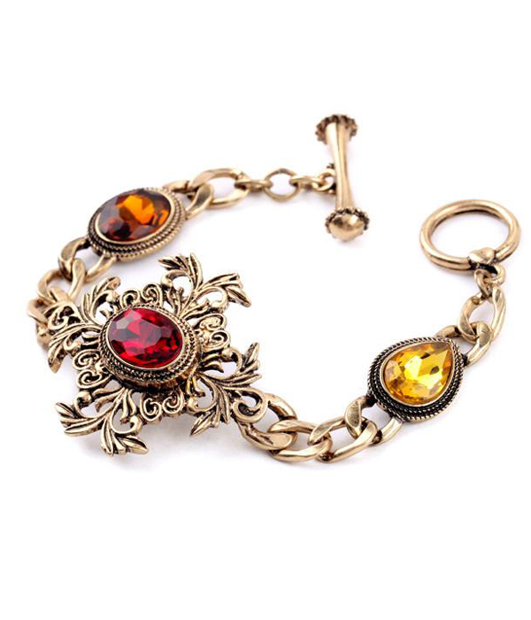 Boutique style stone link vintage bracelet