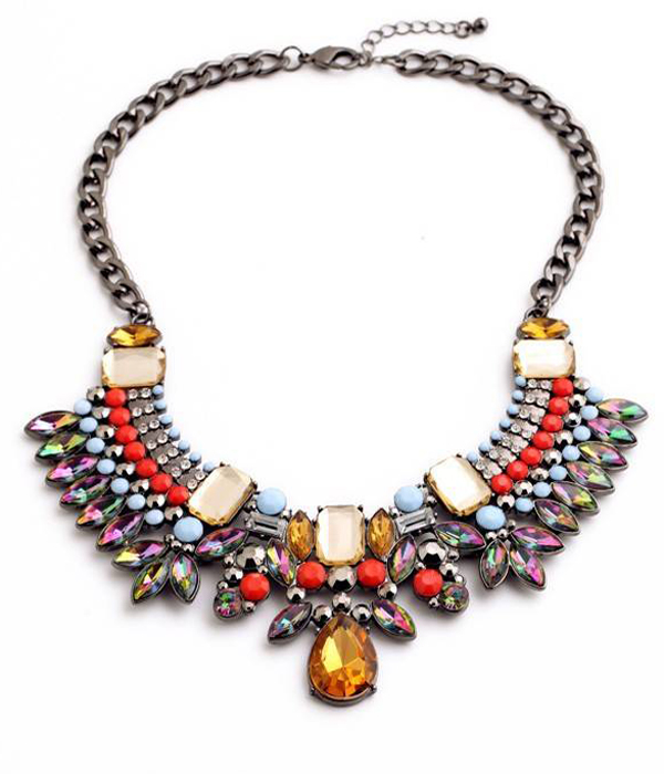 Boutique style luxury crystal bib necklace