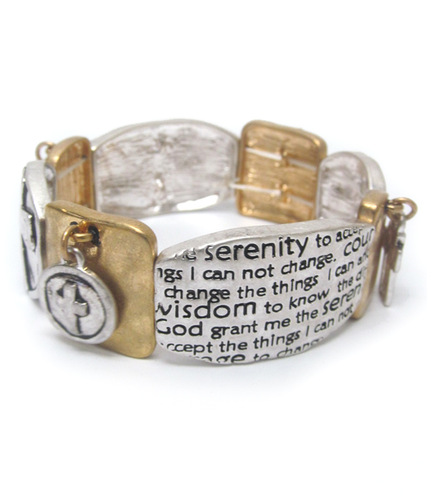 Religious inspiration rustic message stretch bracelet - serenity prayer
