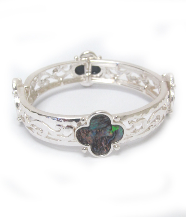 ABALONE AND FILIGREE STRETCH BRACELET