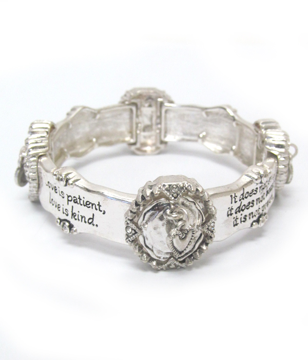Religious inspiration message stretch bracelet - 1 cor 13