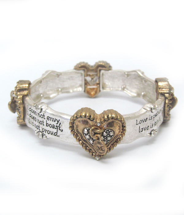 Religious inspiration message stretch bracelet - 1 cor 13