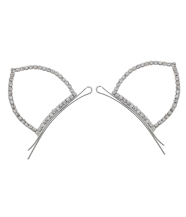 Crystal cat ear bobby hair pin