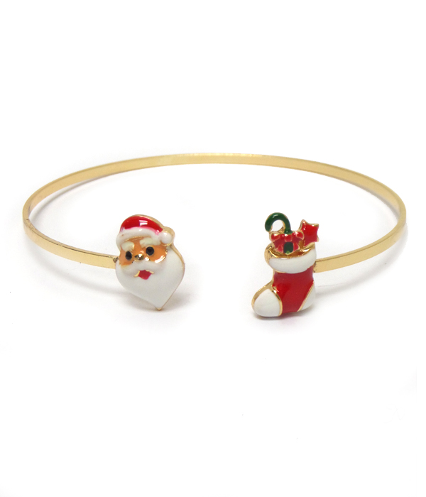 Santa and gift sock bangle bracelet