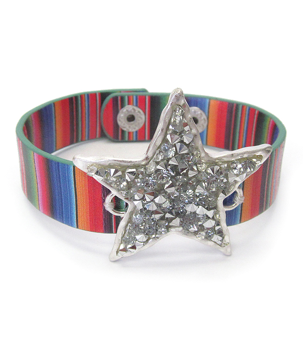 Serape pattern snap on bracelet - star