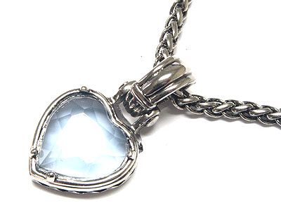 Glass heart and heavy casting heart necklace