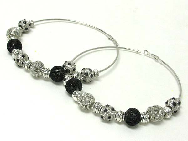 4 inch hoop metal mesh ball and crystal stud soccer ball basketball wives inspired earring? - hoops