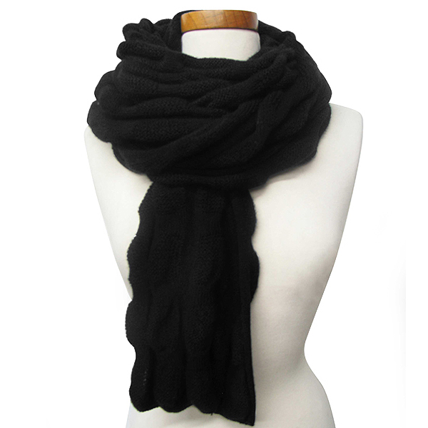 100% polyester solid bobble knit scarf