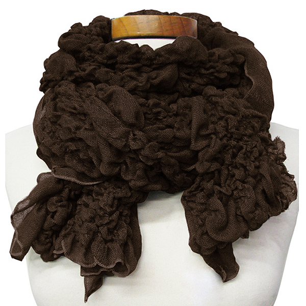 100% polyester gauzy puckered scarf