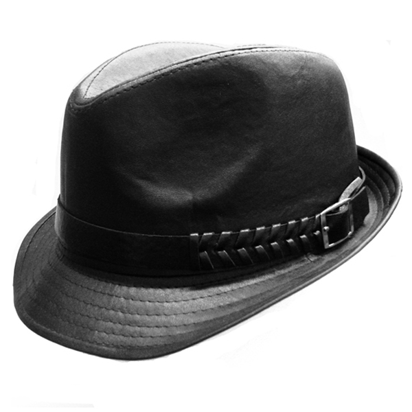 100% POLYESTER FAUX LEATHER FEDORA