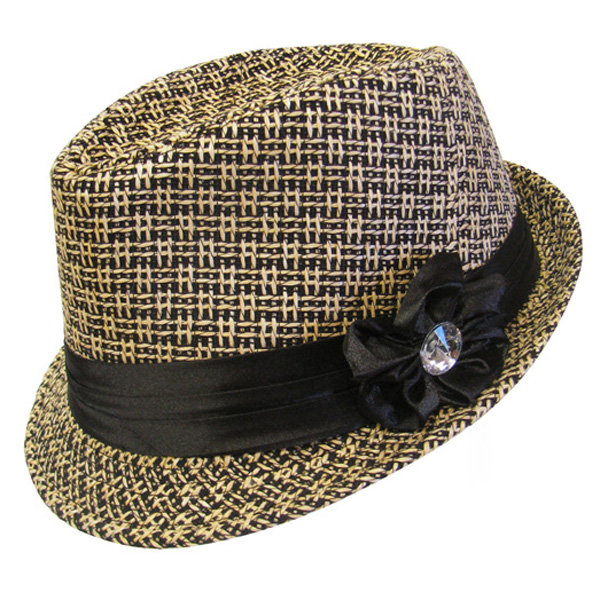 100% polyester flower accent textured fedora