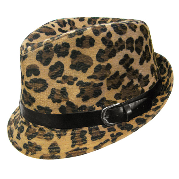 100% acrylic belt accent leodard fedora