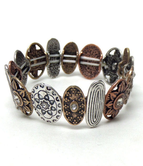 Textured metal with designs bracelet