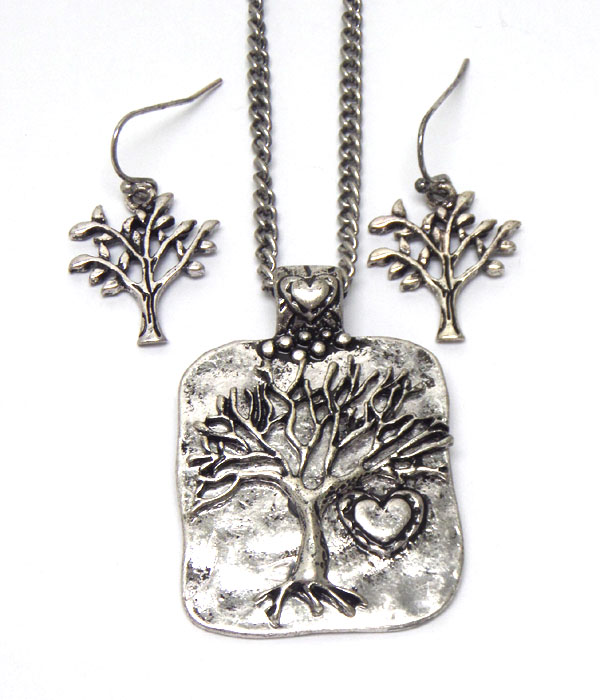 Handmade tree of life pendant necklace set