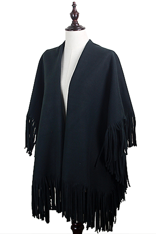 Solid color 100% acrylic fleece cape with tassel