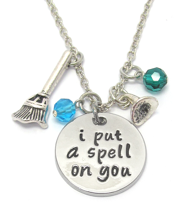 Inspiration message multi charm pendant necklace - i put a spell on you