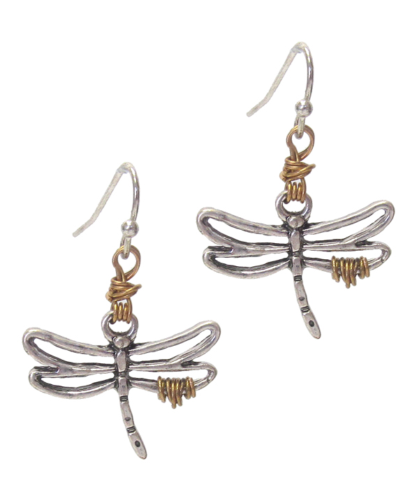 WIRE WRAP DRAGONFLY EARRING