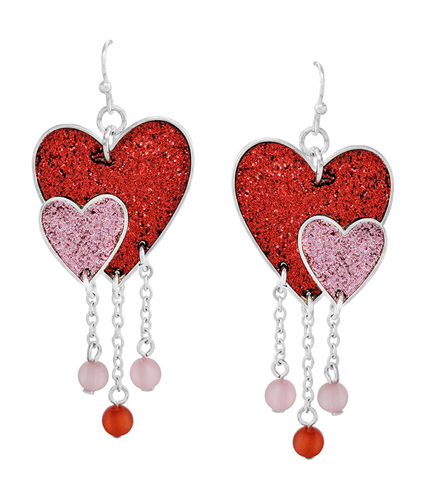 VALENTINE THEME SPARKLING DOUBLE HEART EARRING