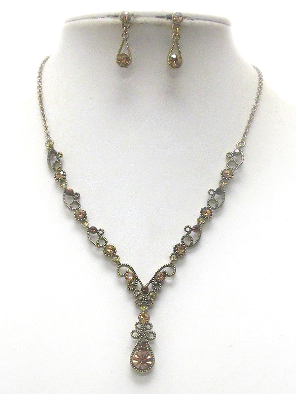 Austrian crystal y drop necklace set