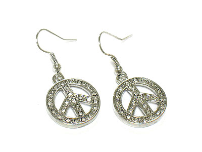 Crystal peace symbol earring