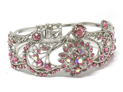 Crystal crown shape pattern hinge bangle