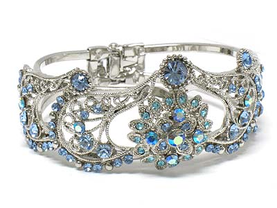 Crystal crown shape pattern hinge bangle