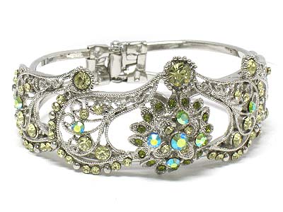 Crystal crown shape pattern hinge bangle