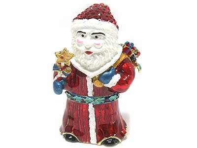 Christmas theme crystal deco santa jewelry box
