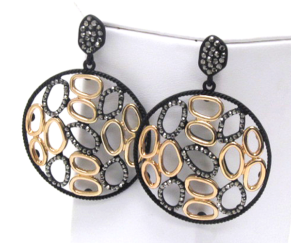 Crystal and meal art deco large round drop earring