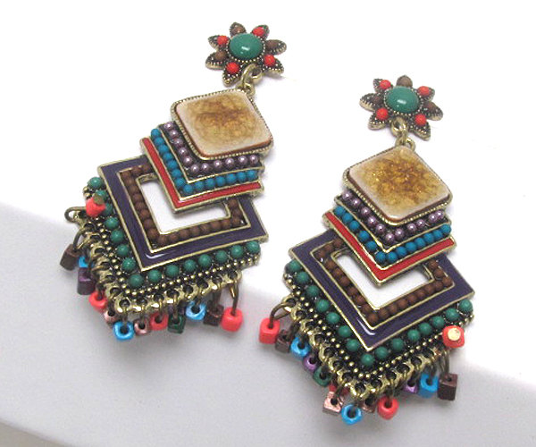 Vintage style acryl and enamel art deco earring