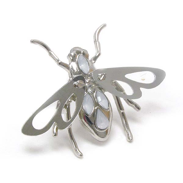 Glass wing bug brooch or pin
