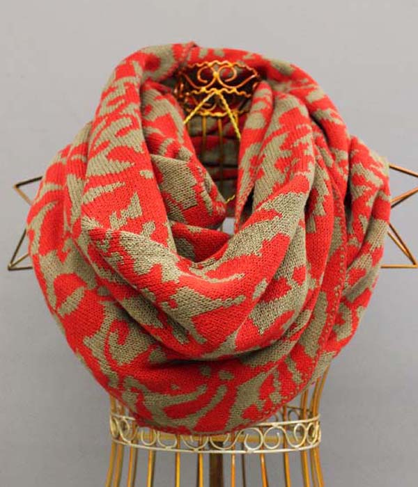 100% acryl floral jacquard infinity scarf