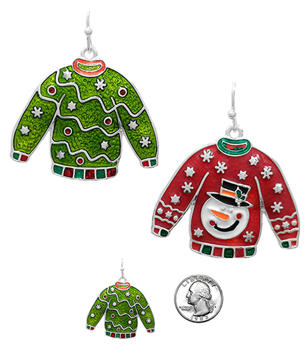 CHRISTMAS THEME EPOXY EARRING - UGLY SHIRT