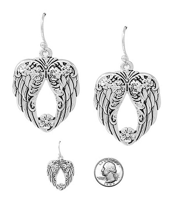 Religious inspiration utensil spoon texture earring - angel wing