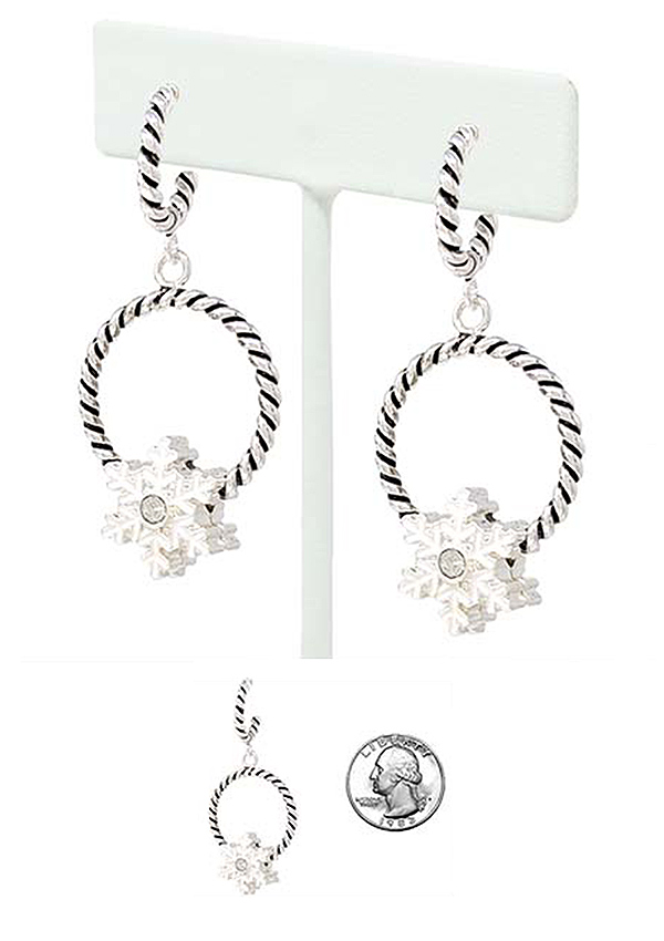 Christmas theme rope hoop earring - snowflake
