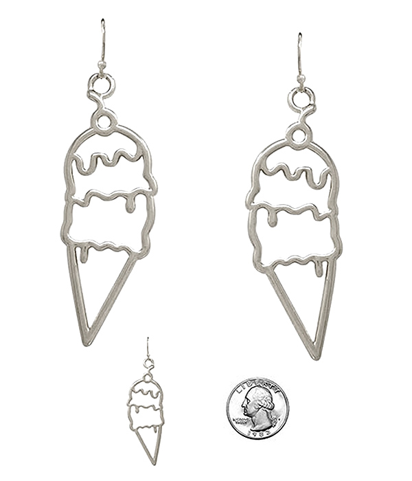 METAL WIRE ART ICE CREAM CONE EARRING