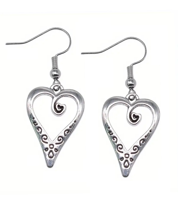 Hollow heart dangle earring