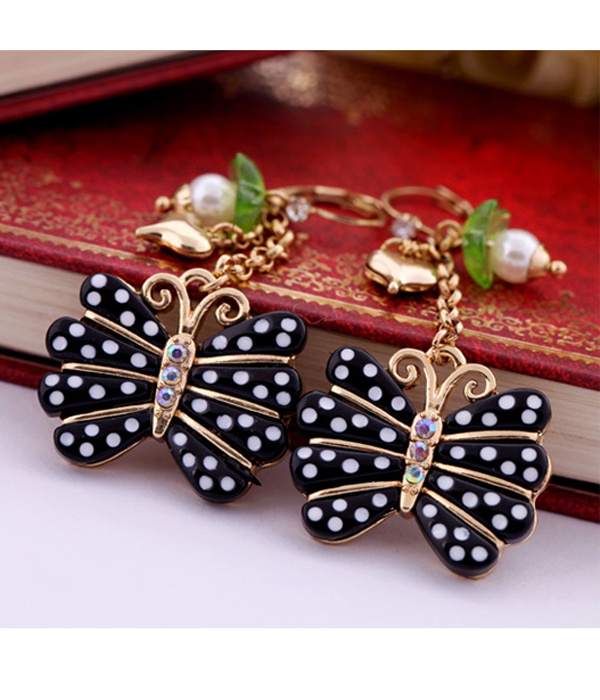 Boutique style crystal and epoxy butterfly earring